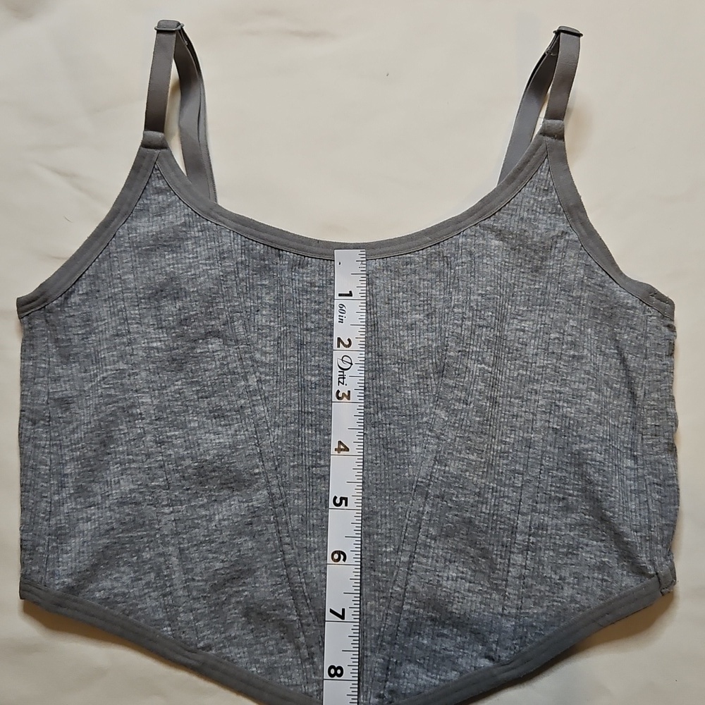 Colsie Gray Corset Style Crop Top Medium - Picture 7 of 8